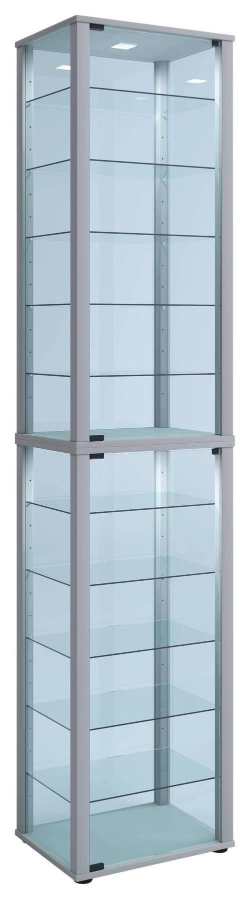 Vitrine Kavisa Silberfarben B: 50 cm - Silberfarben/Schwarz, MODERN, Glas/Holzwerkstoff (50/227/38cm) - MID.YOU