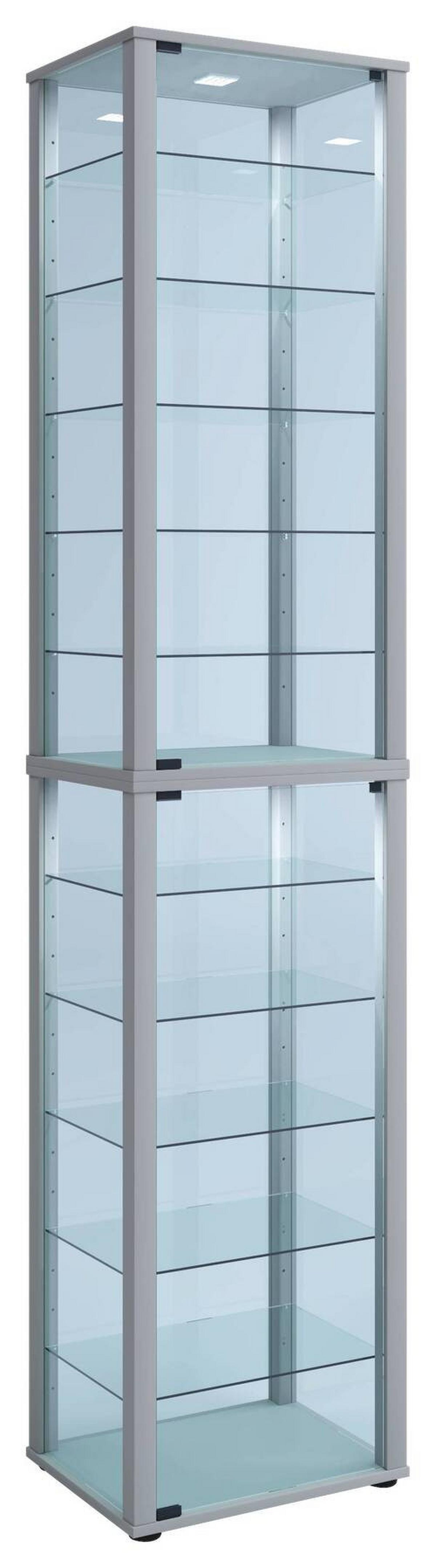 Vitrine Kavisa Silberfarben B: 50 cm - Silberfarben/Schwarz, MODERN, Glas/Holzwerkstoff (50/227/38cm) - MID.YOU