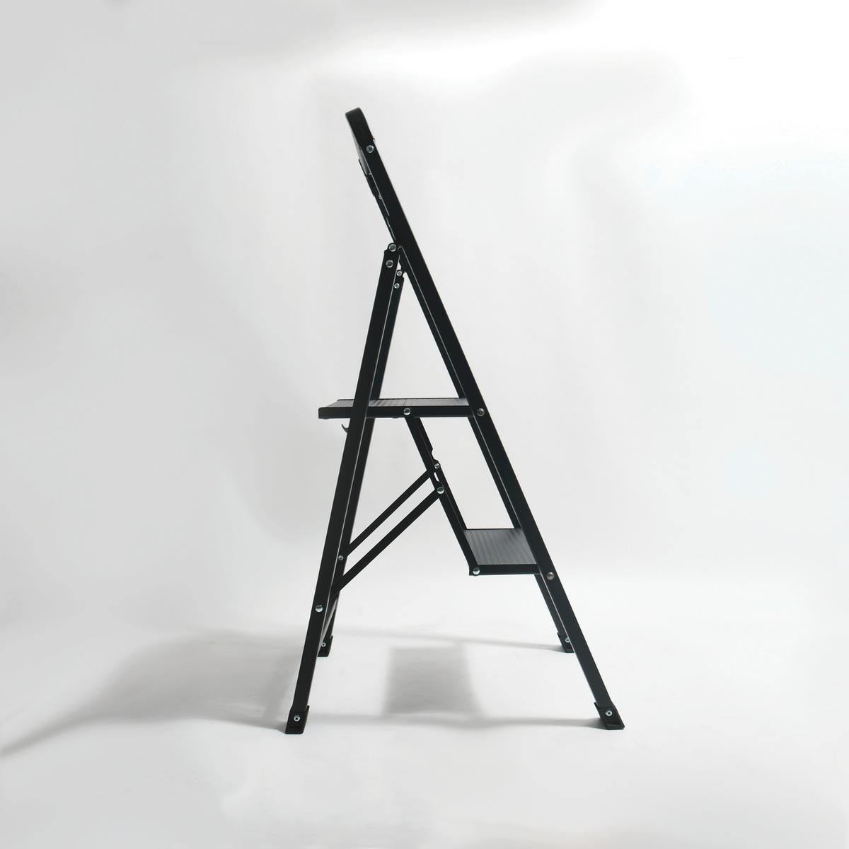 Klapptrittleiter Metallschwarz - Schwarz, Basics, Metall (47.5/85/42.5cm) - Spirella