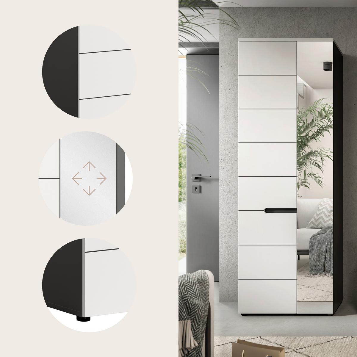 Garderobe Canu Grau Weiß B: 65 cm - Weiß/Grau, Design, Holzwerkstoff (65/190/37cm) - Livetastic