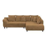 Ecksofa Mit Schlaffunktion Mendoza New Chenille 309x197cm - Rostfarben/Schwarz, KONVENTIONELL, Textil (309/197cm) - Ondega