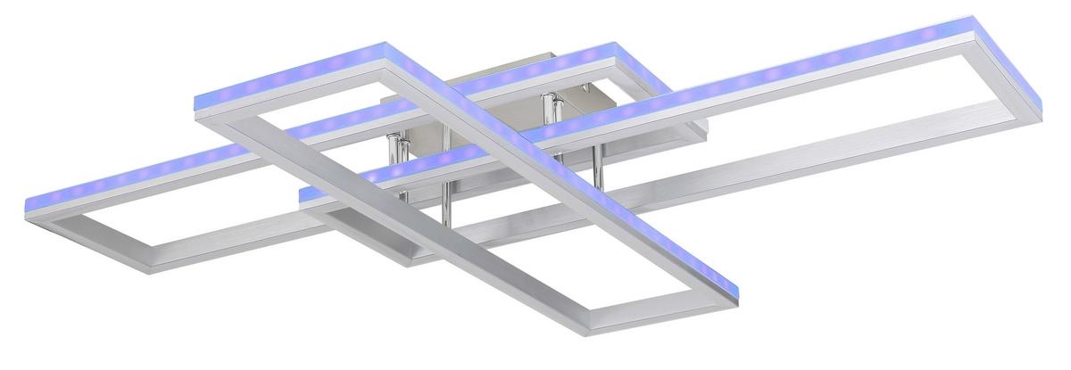 LED-Deckenleuchte 67209-60d - Silberfarben/Opal, Design, Kunststoff/Metall (100/69,5/13,5cm) - Globo