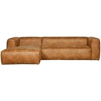 Ecksofa Bean Cognac S: 175x305cm - Cognac/Schwarz, Design, Leder/Textil (175/305cm) - Livetastic
