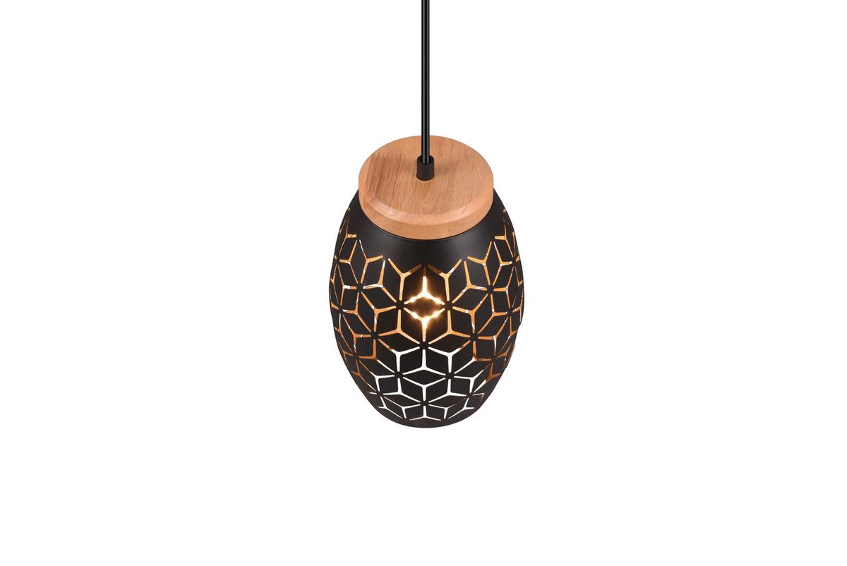 Pendelleuchte R31571080 Bidar - Goldfarben/Schwarz, KONVENTIONELL, Holz/Metall (15/150cm)