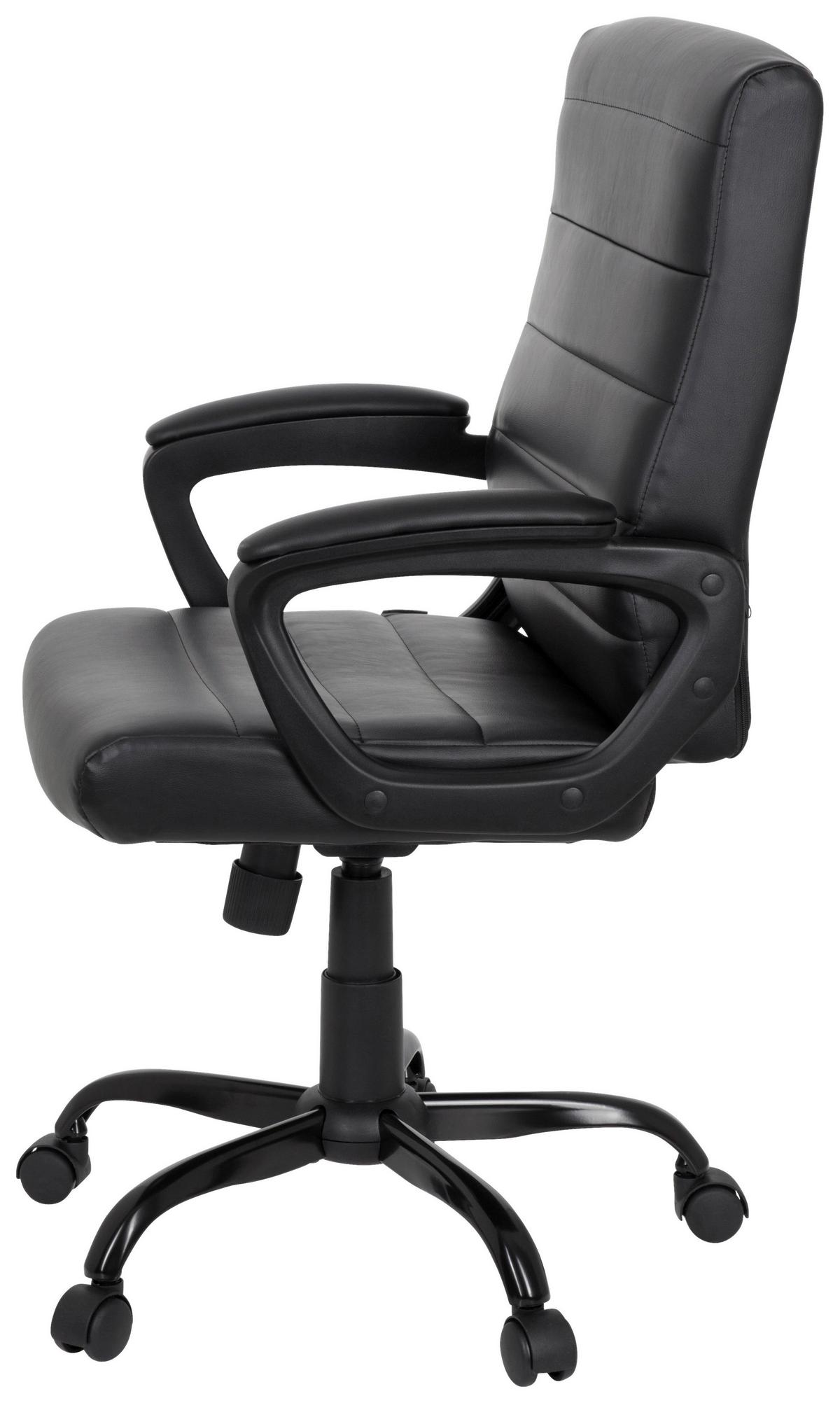 Chefsessel Ergosmooth Big Lederlook Schwarz Bis 100kg - Schwarz, MODERN, Kunststoff/Textil (61/102/52cm) - MID.YOU