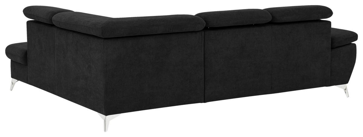 Ecksofa mit Schlaffunktion und Bettkasten Gisele Schwarz - Chromfarben/Schwarz, KONVENTIONELL, Textil (256/209cm) - Livetastic
