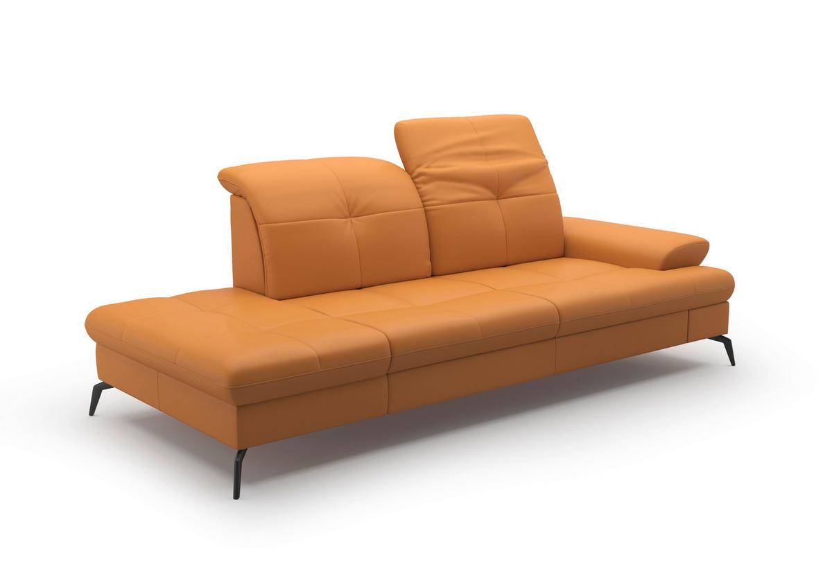 Récamiere Amica E, Currygelb B: 231 Cm - Currygelb/Schwarz, KONVENTIONELL, Leder/Textil (231/90/122cm) - Sit & More