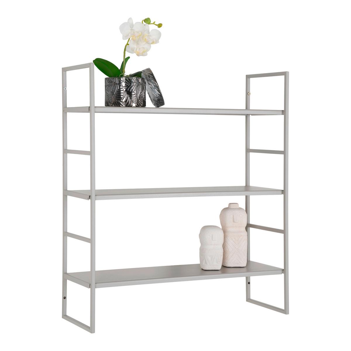 Wandregal Beja Grau B: 48 Cm - Grau, Design, Metall (48/55/17cm)