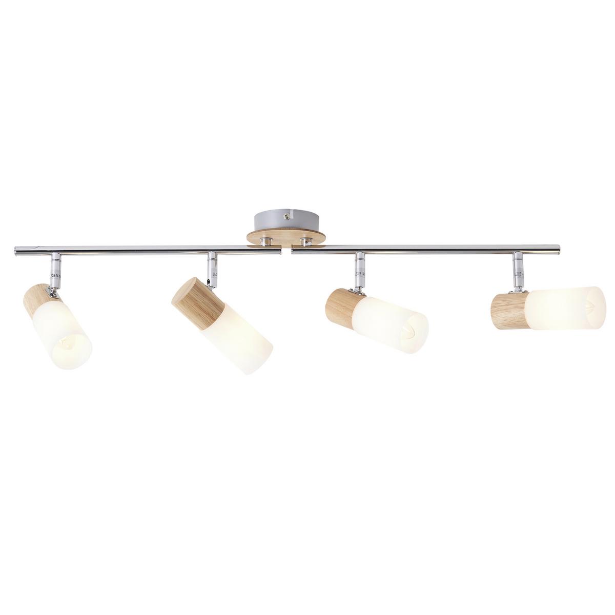 Deckenleuchte Babsan L: 68 cm 4-Flamming - Weiß, KONVENTIONELL, Holz/Kunststoff (68/11,5/18cm) - Brilliant