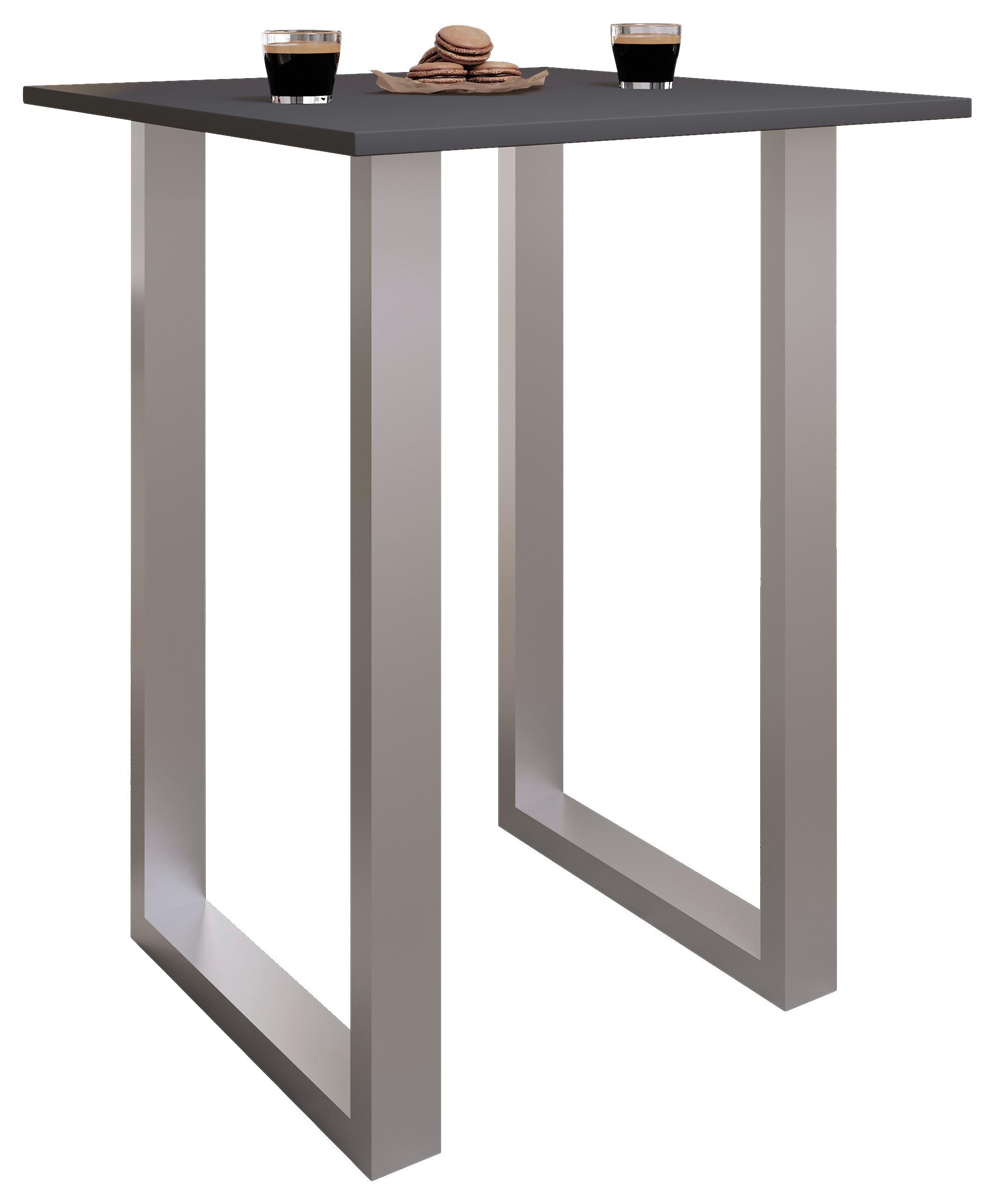 Bartisch Xona B 80x50 - Anthrazit/Silberfarben, KONVENTIONELL, Holzwerkstoff/Metall (80/102/50cm)
