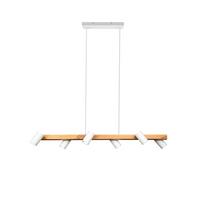 Hängeleuchte Marley H: 150 cm 6-Flammig - Naturfarben/Weiß, MODERN, Holz/Metall (115/150/20cm) - Trio Leuchten