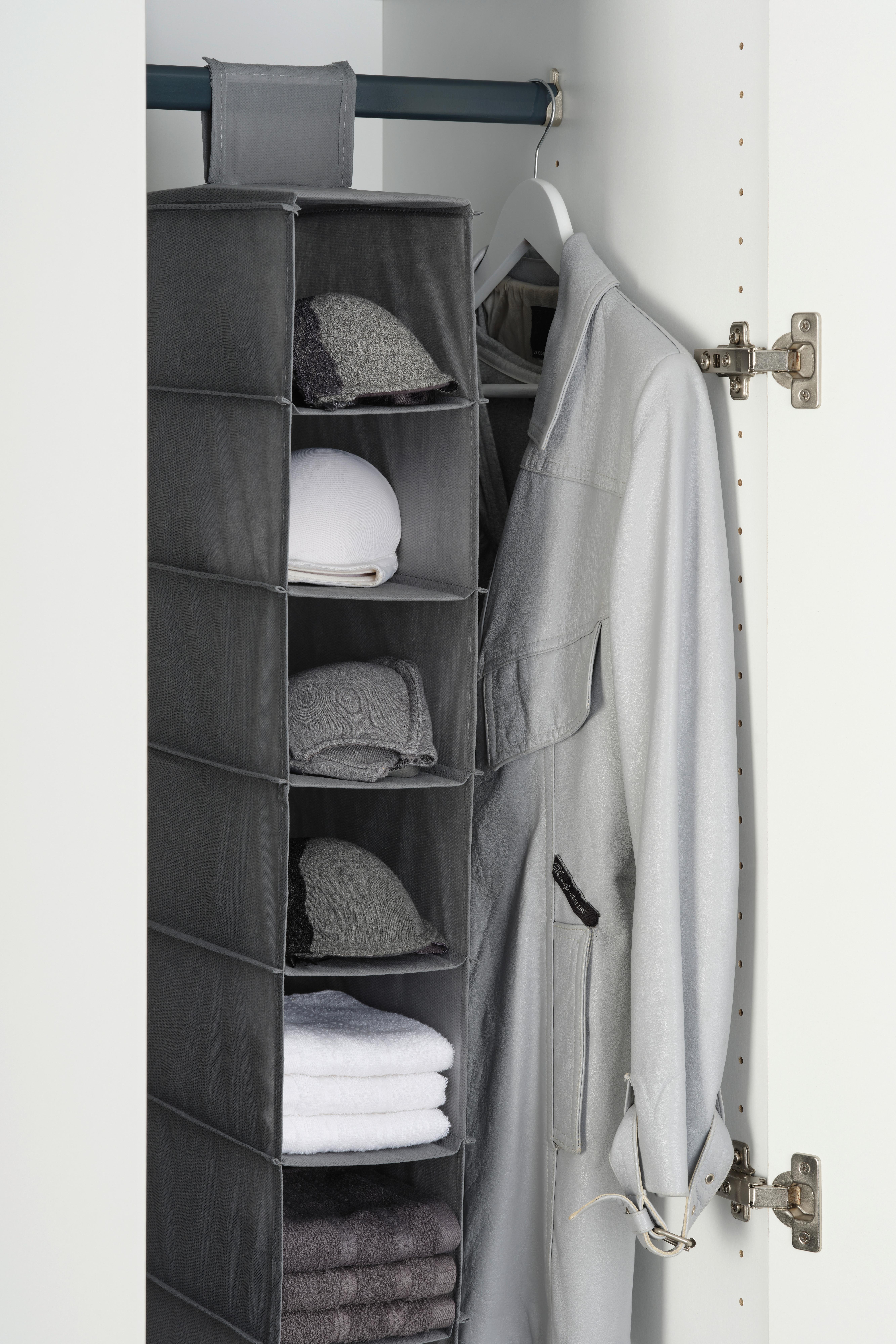 Závěsný organizér TANYA - šedá, Konvenční, karton/textil (33/125/15cm) - Mömax