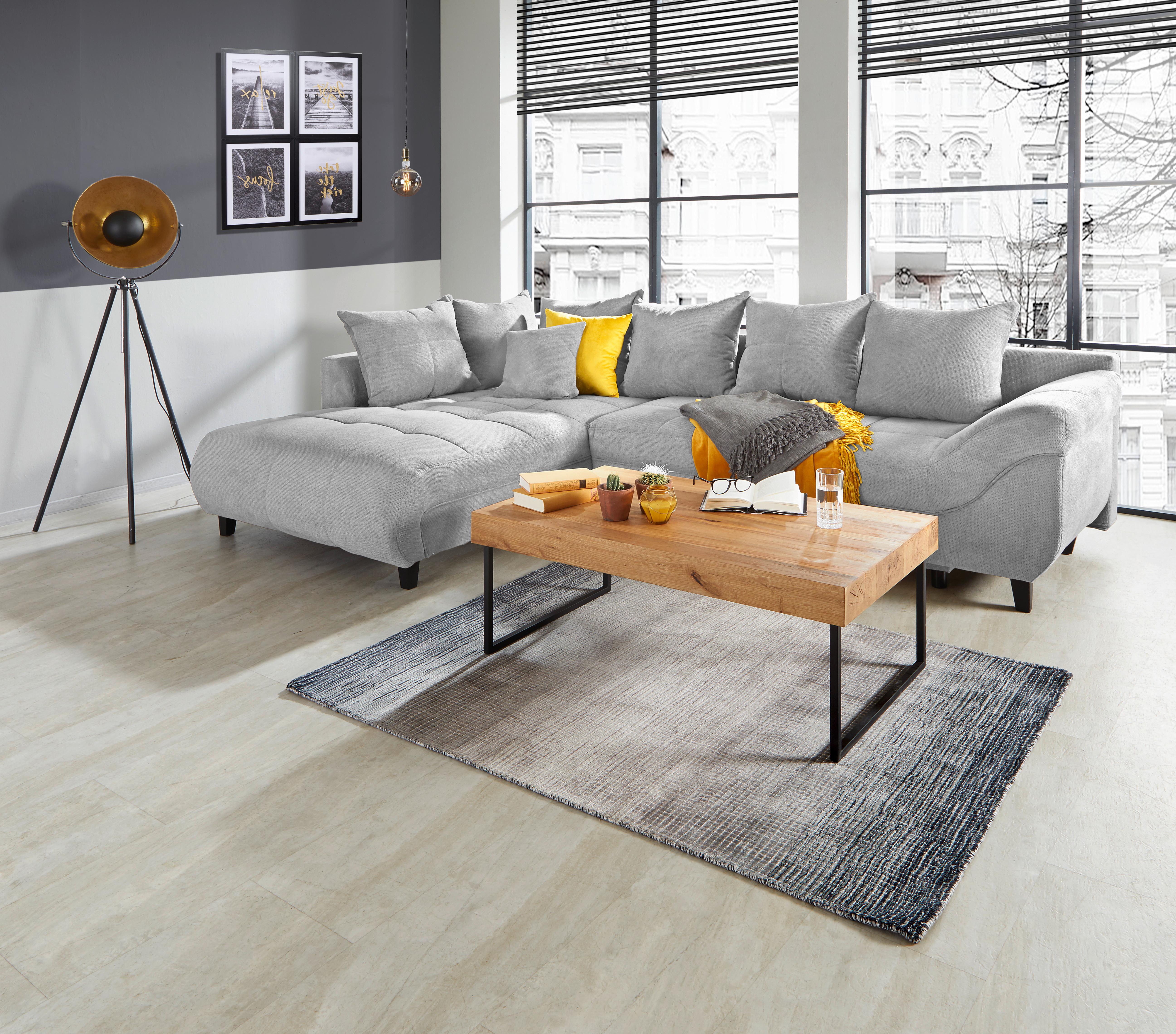Ecksofa Mendoza - Silberfarben/Schwarz, Design, Textil (197/309cm) - Ondega