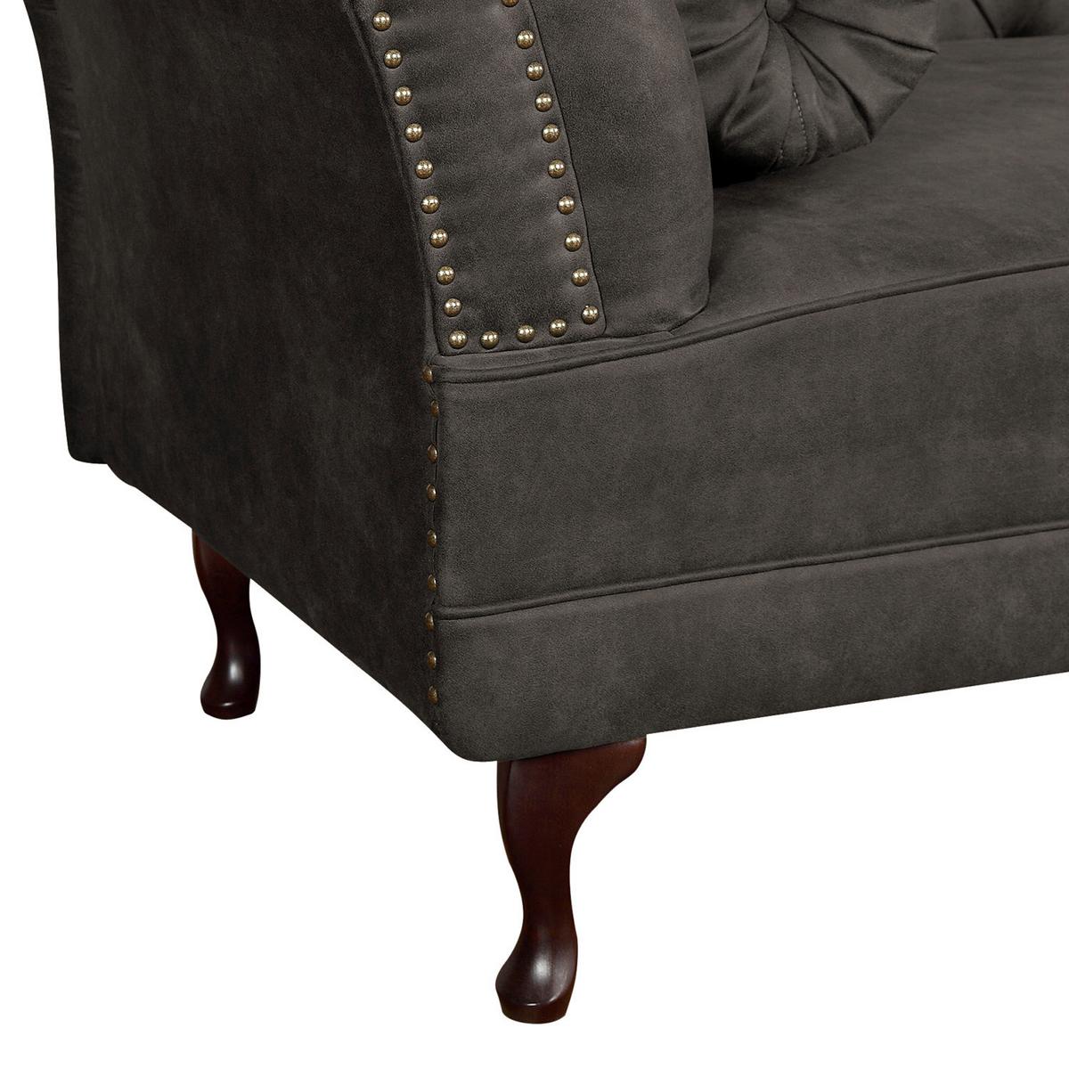 Récamiere Pako Grau B: 185cm - Braun/Grau, Design, Textil (185/93/75cm) - Livetastic