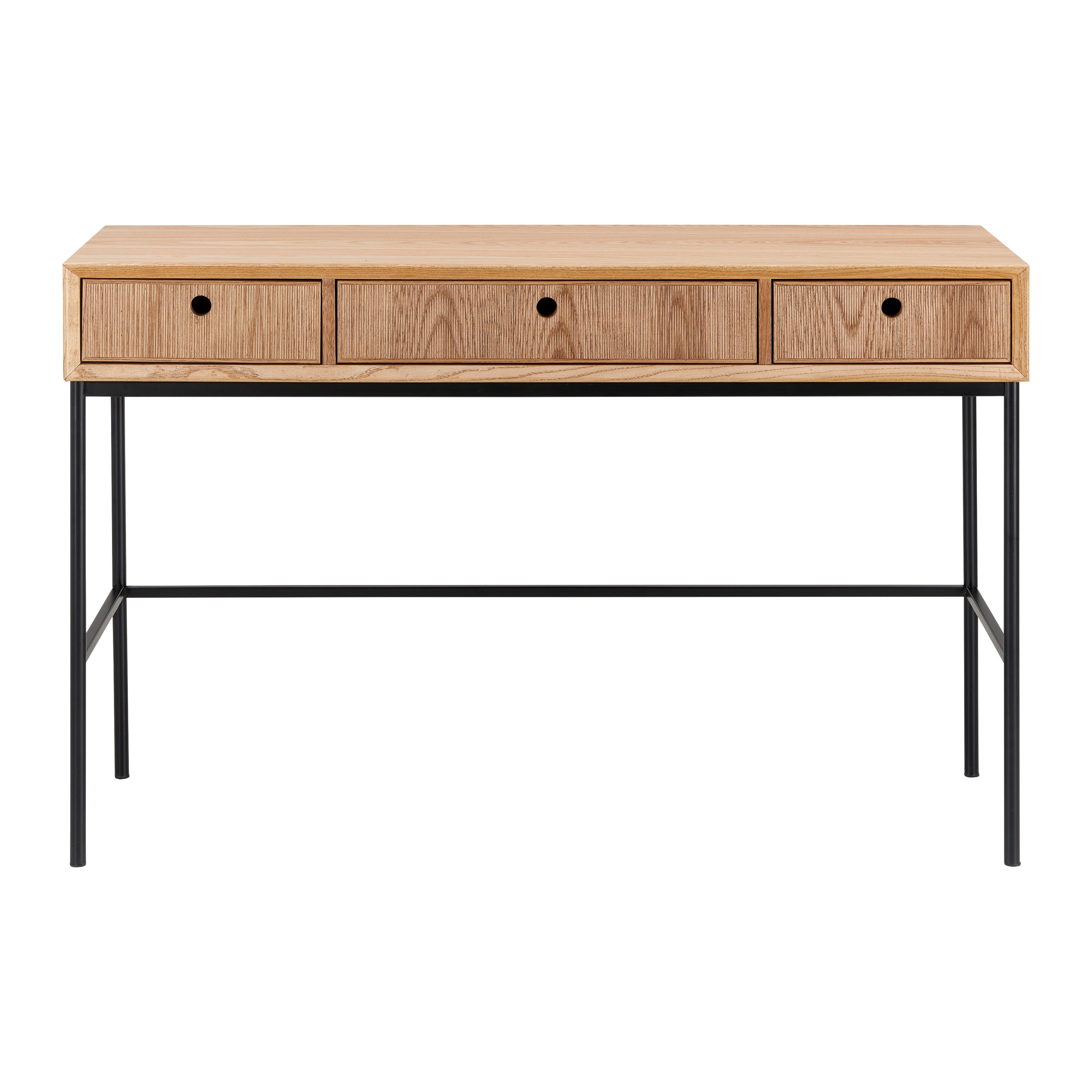 Konzolový Stolík Milano - farby jaseňa, Moderný, kov/drevo (120/40/77cm) - Bessagi Home