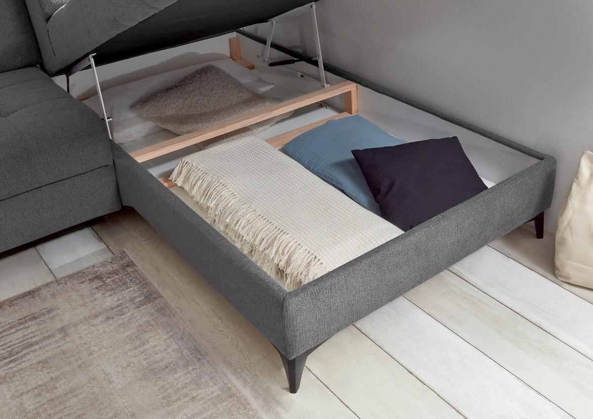 Ecksofa Rockdale Anthrazit S:282x200cm - Anthrazit/Schwarz, KONVENTIONELL, Textil (282/200cm) - MID.YOU