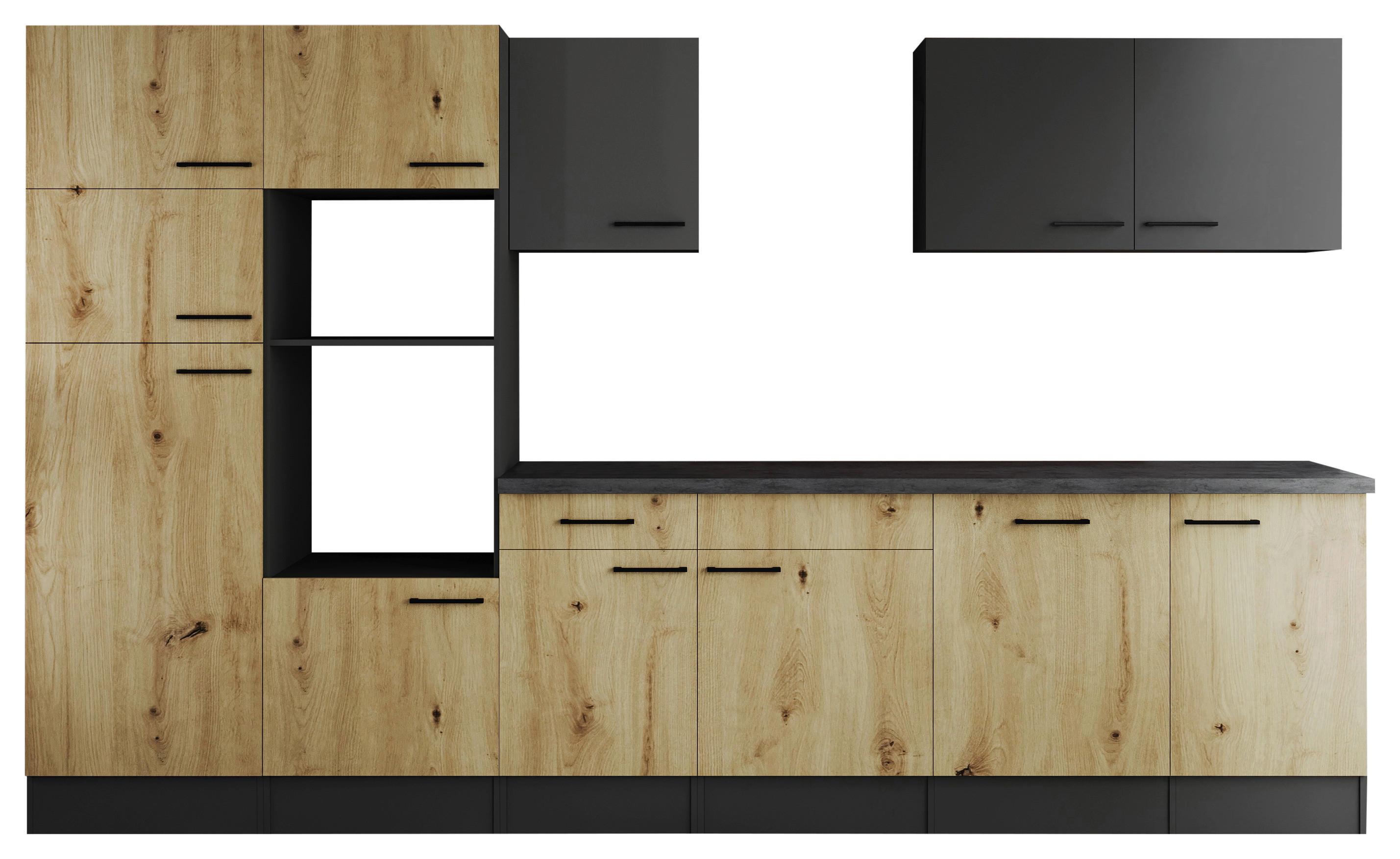 Küchenleerblock Oliver Grau, Artisan Dekor B: 340 Cm - Eiche Artisan/Grau, Design, Holzwerkstoff (340cm) - Respekta