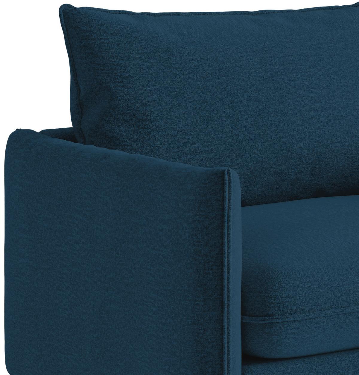 Sitzgarnitur Samos 3-teilig Blau B: 215 Cm - Blau/Schwarz, Design, Textil (215/85/92cm) - Livetastic