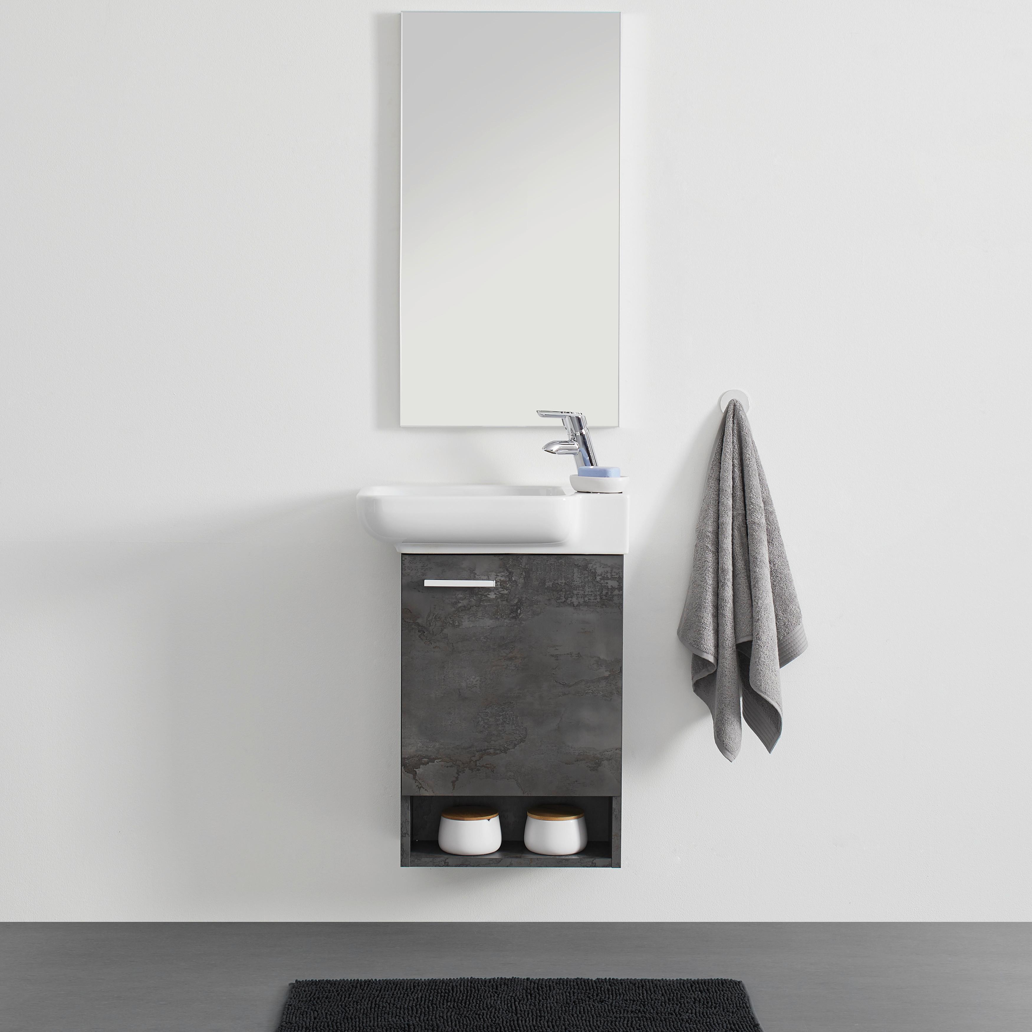 Kúpeľňa Begonya - sivá/biela, Moderný, drevo/keramika (55/75/33cm)