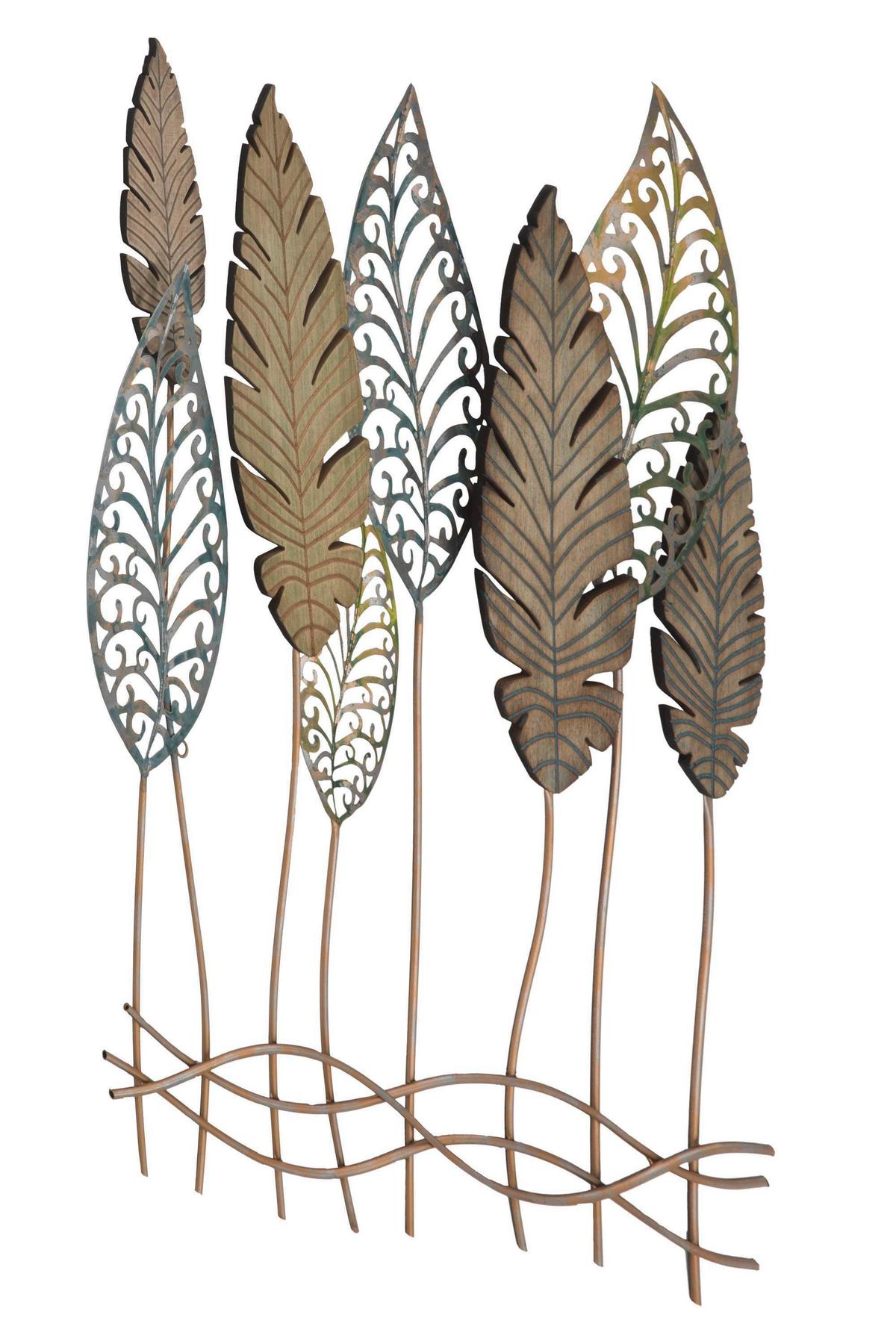 Wanddeko Leafs -c- Braun Schwarz B: 87 Cm - Schwarz/Braun, Basics, Holzwerkstoff/Metall (87/75/2.5cm)