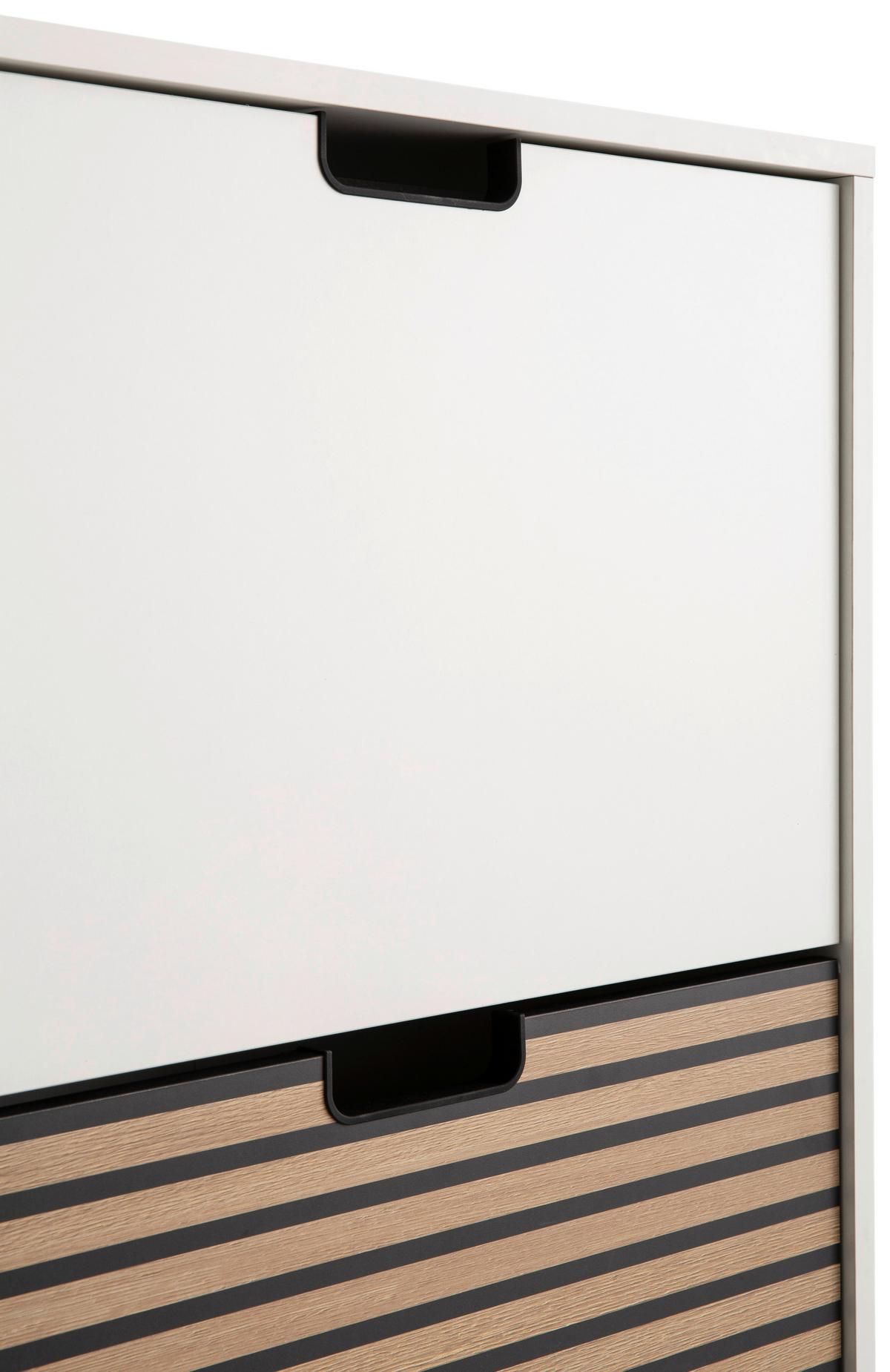 Schuhkipper Weiß/eichefarben B: 59,8 Cm - Eichefarben/Weiß, Design, Holzwerkstoff/Kunststoff (59,8/85,2/19,55cm) - MID.YOU