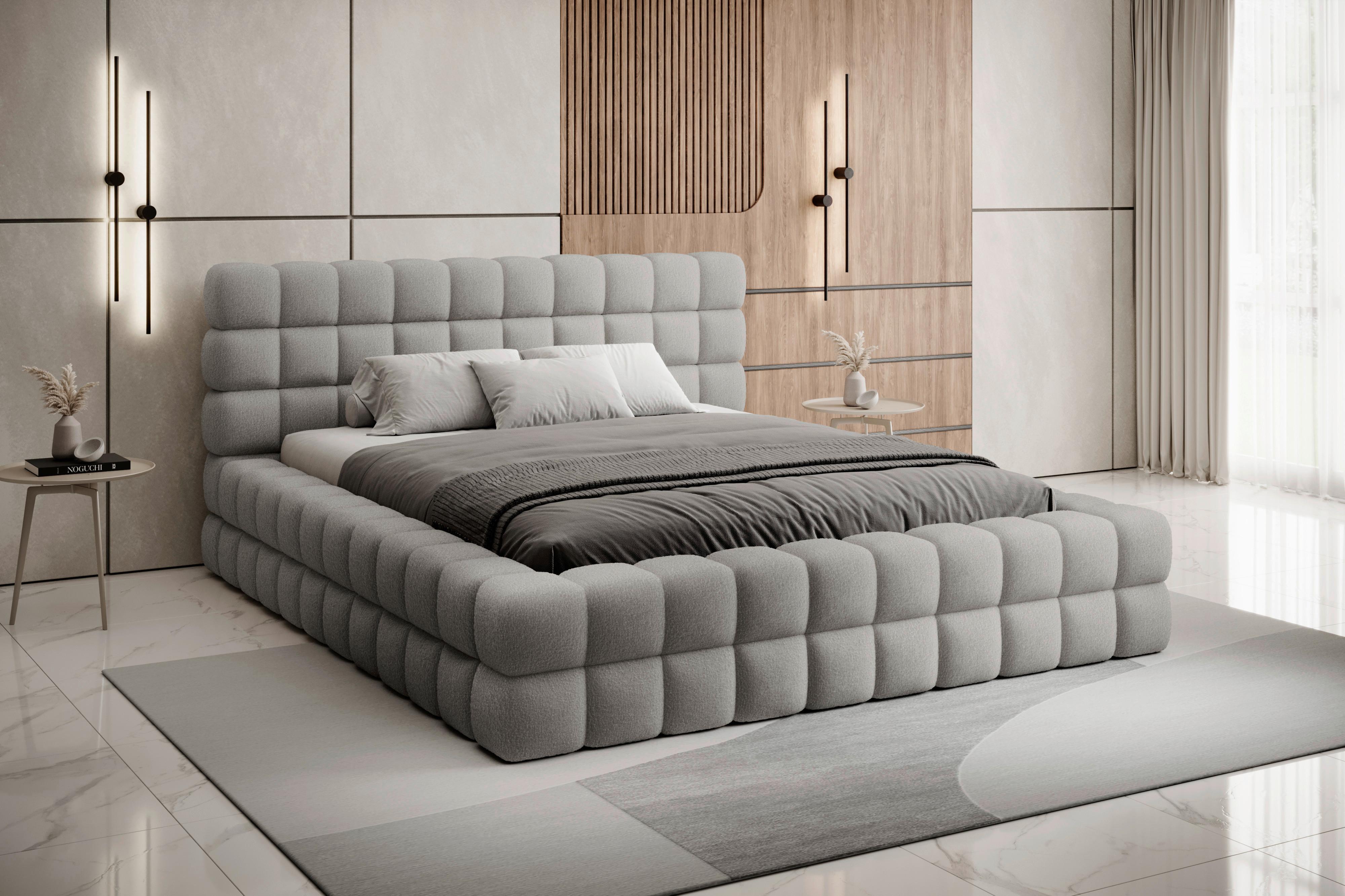Polsterbett Dizzle Hellgrau Lf: 160x200 cm - Hellgrau/Schwarz, MODERN, Holz/Textil (160/200cm) - MID.YOU
