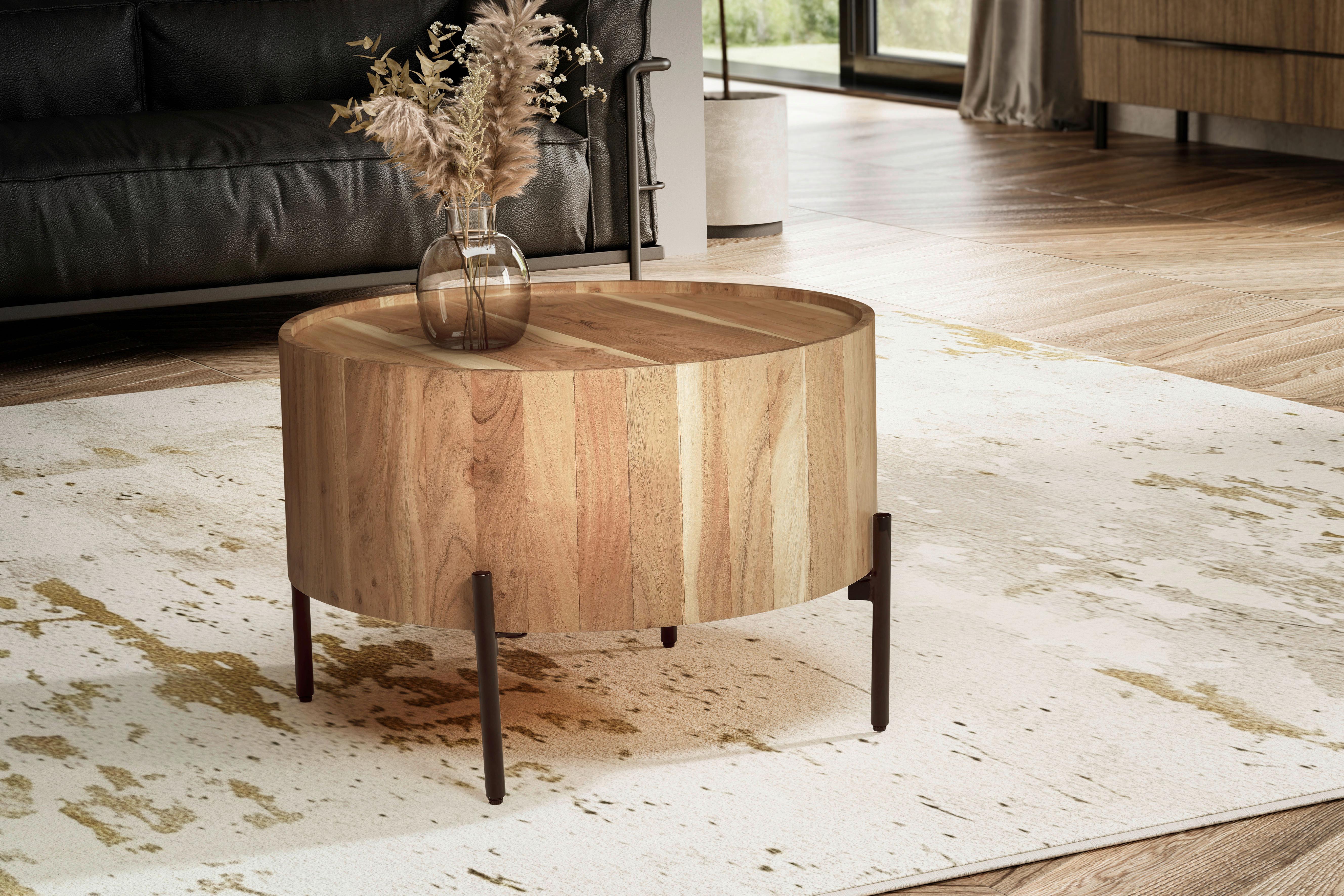KONFERENČNÝ STOLÍK WL6.844 - čierna/farba akácie, Design, kov/drevo (60/60/41cm) - MID.YOU
