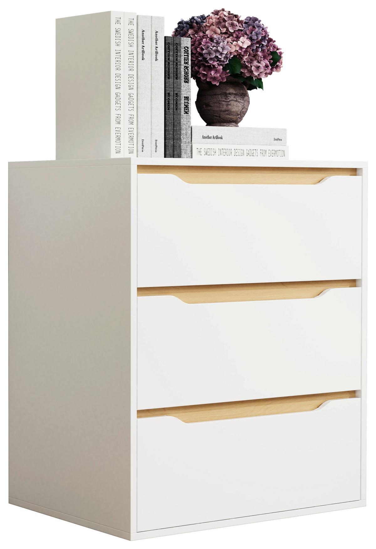 Kommode Malira Weiß, Eiche Dekor B:65cm - Honigeiche/Weiß, Design, Holzwerkstoff (65/78/48cm) - MID.YOU
