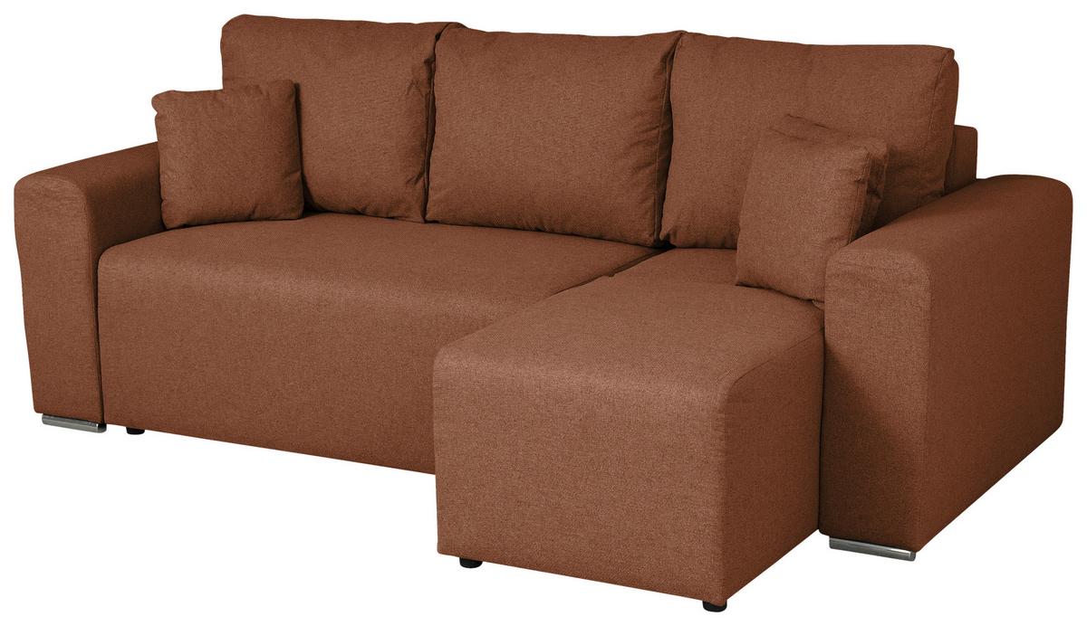 Ecksofa Bega - Chromfarben/Schwarz, Basics, Textil (240/153cm) - P & B