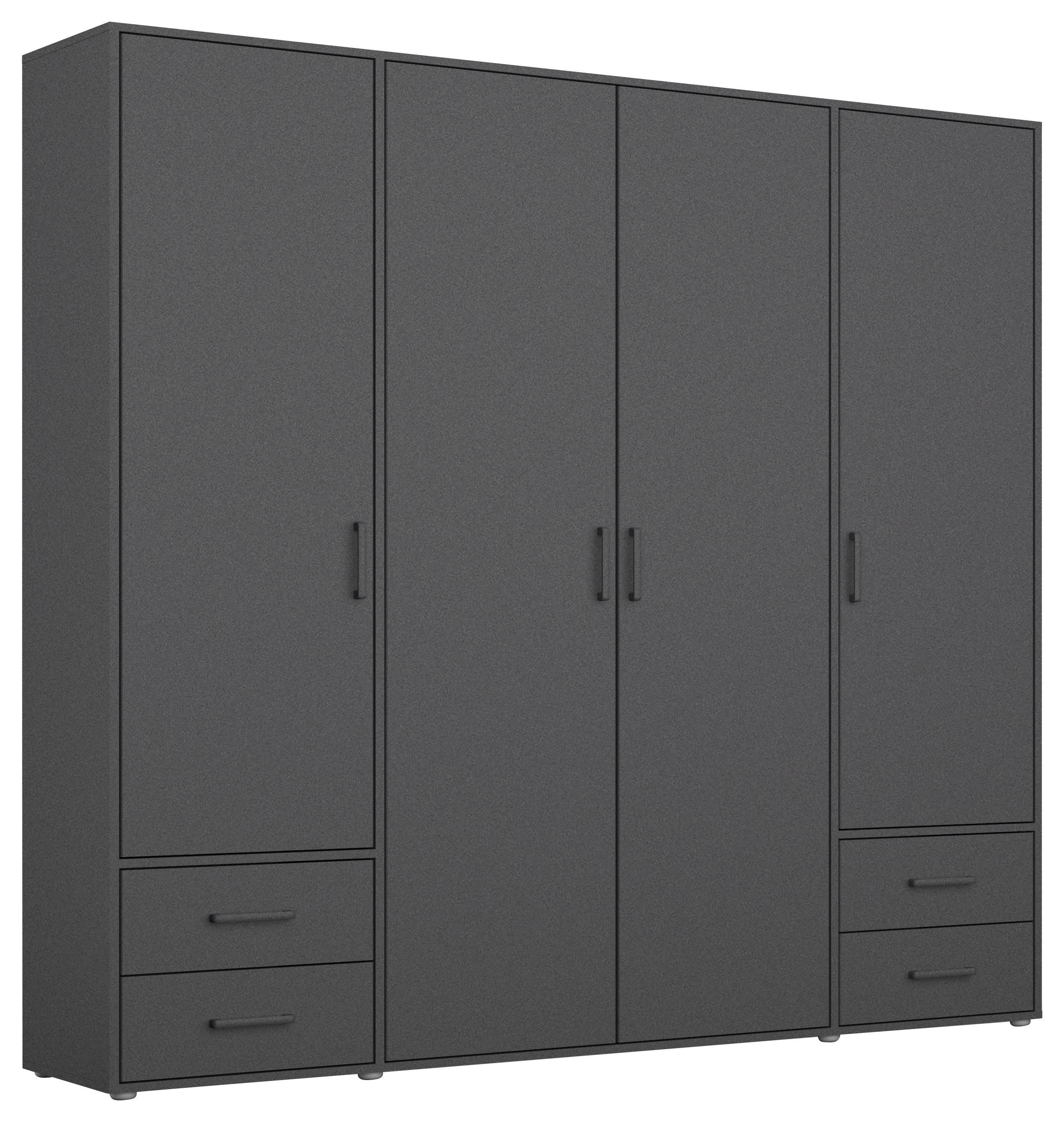 Drehtürenschrank Mit Schubladen 187 Cm Grau