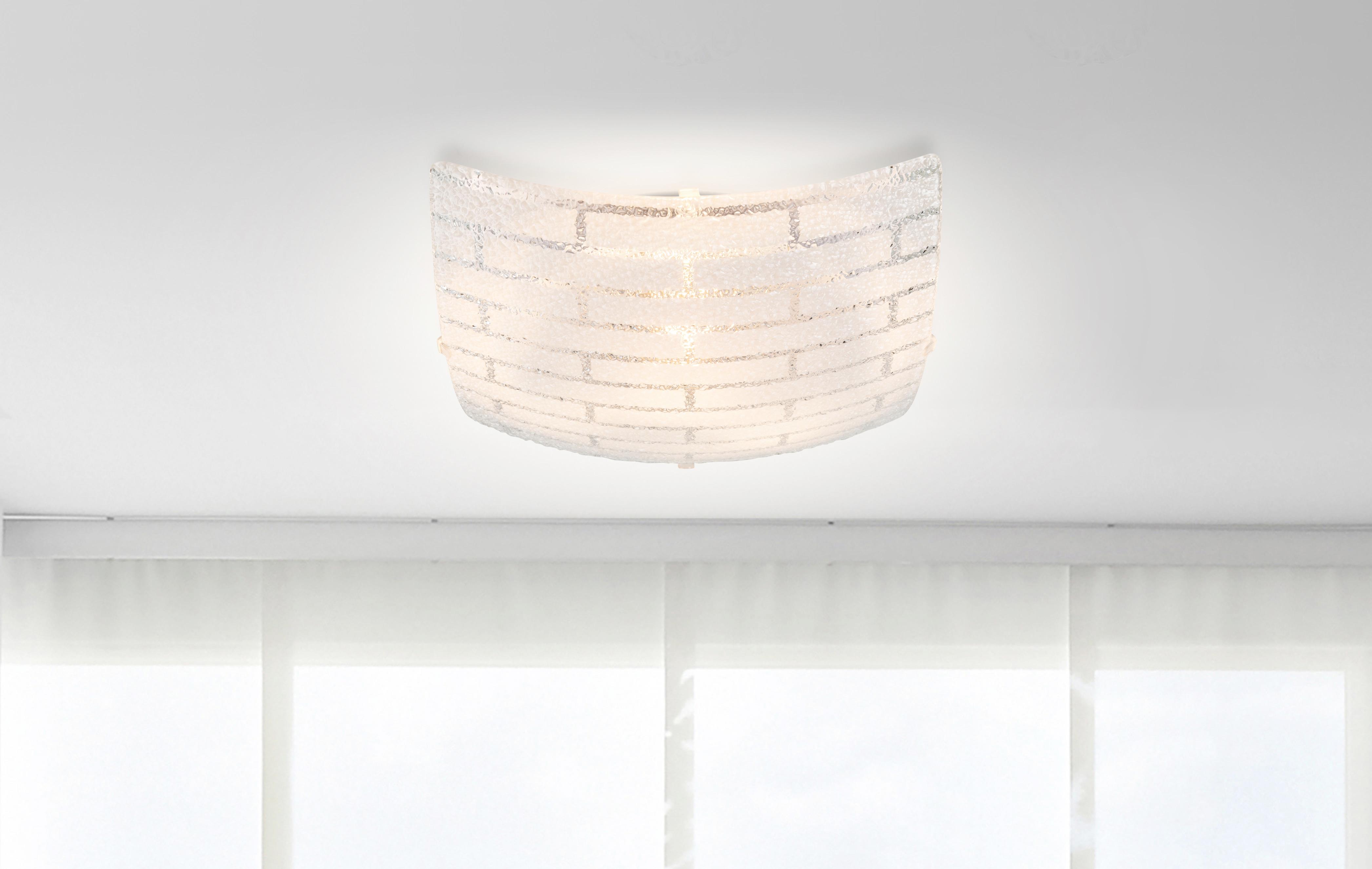 Deckenleuchte L: 25 cm 1-Flammig Quadratisch - Opal/Weiß, Basics, Glas/Kunststoff (25/25/6cm) - Globo