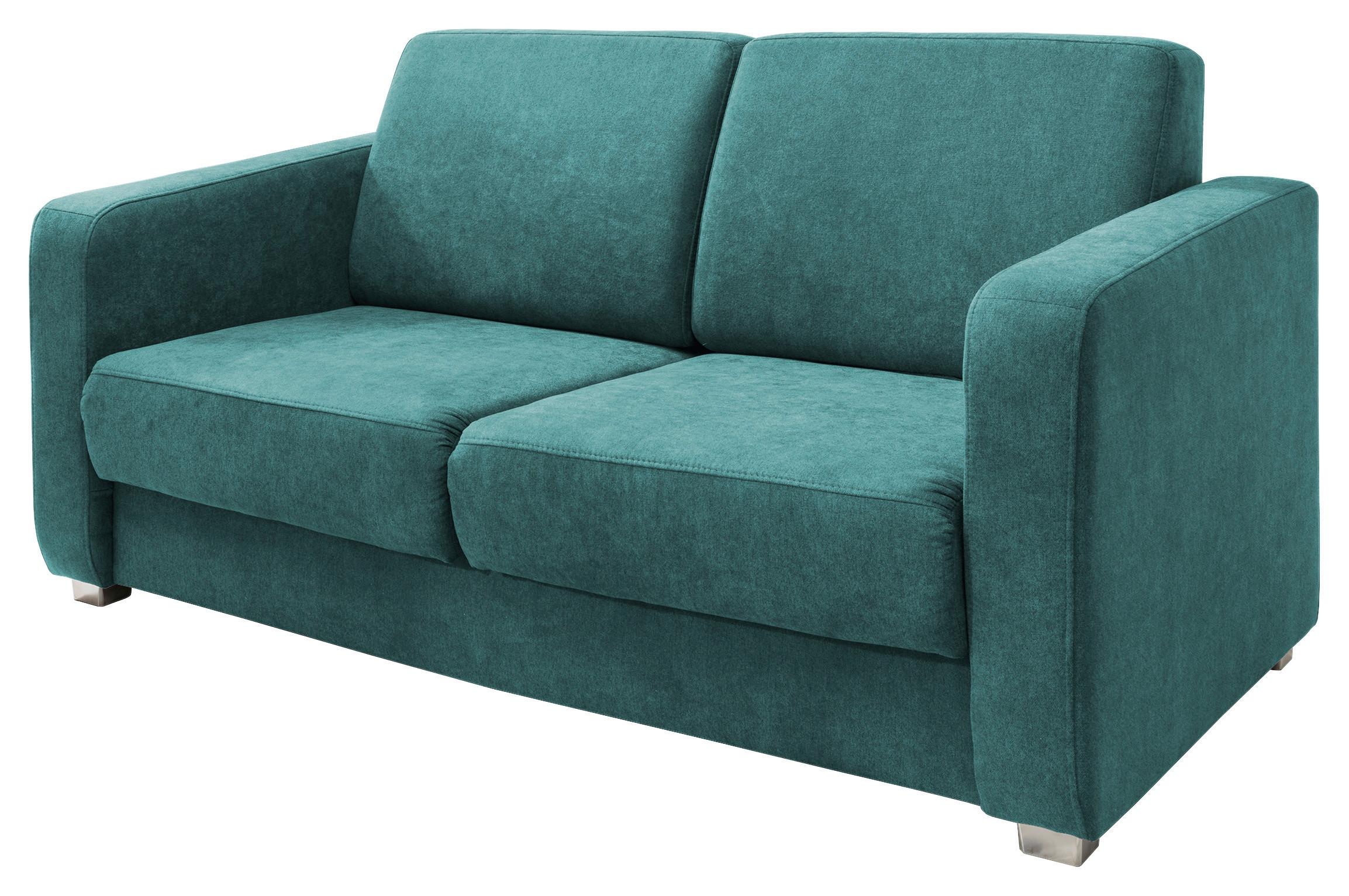 Schlafsofa Mia Petrol B: 159 cm - Chromfarben/Petrol, Design, Textil (159/88/87cm) - Livetastic