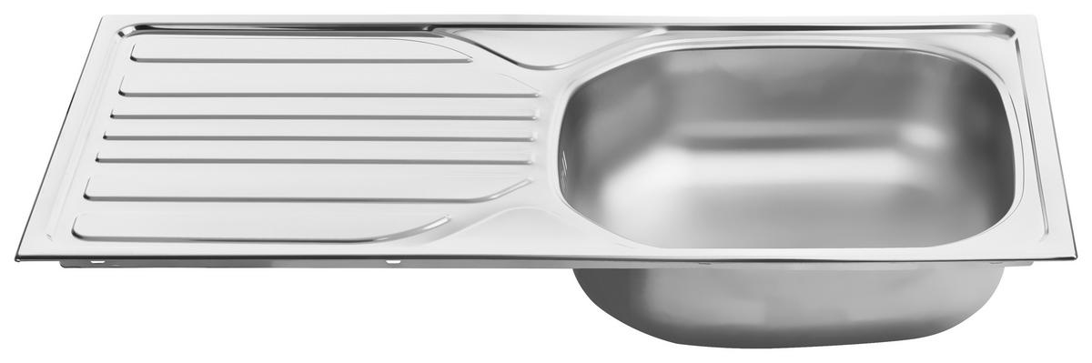 Spüle Edelstahl 86x43,5 cm mit Abtropffläche - Edelstahlfarben, Basics, Metall (86/43,5cm) - P & B