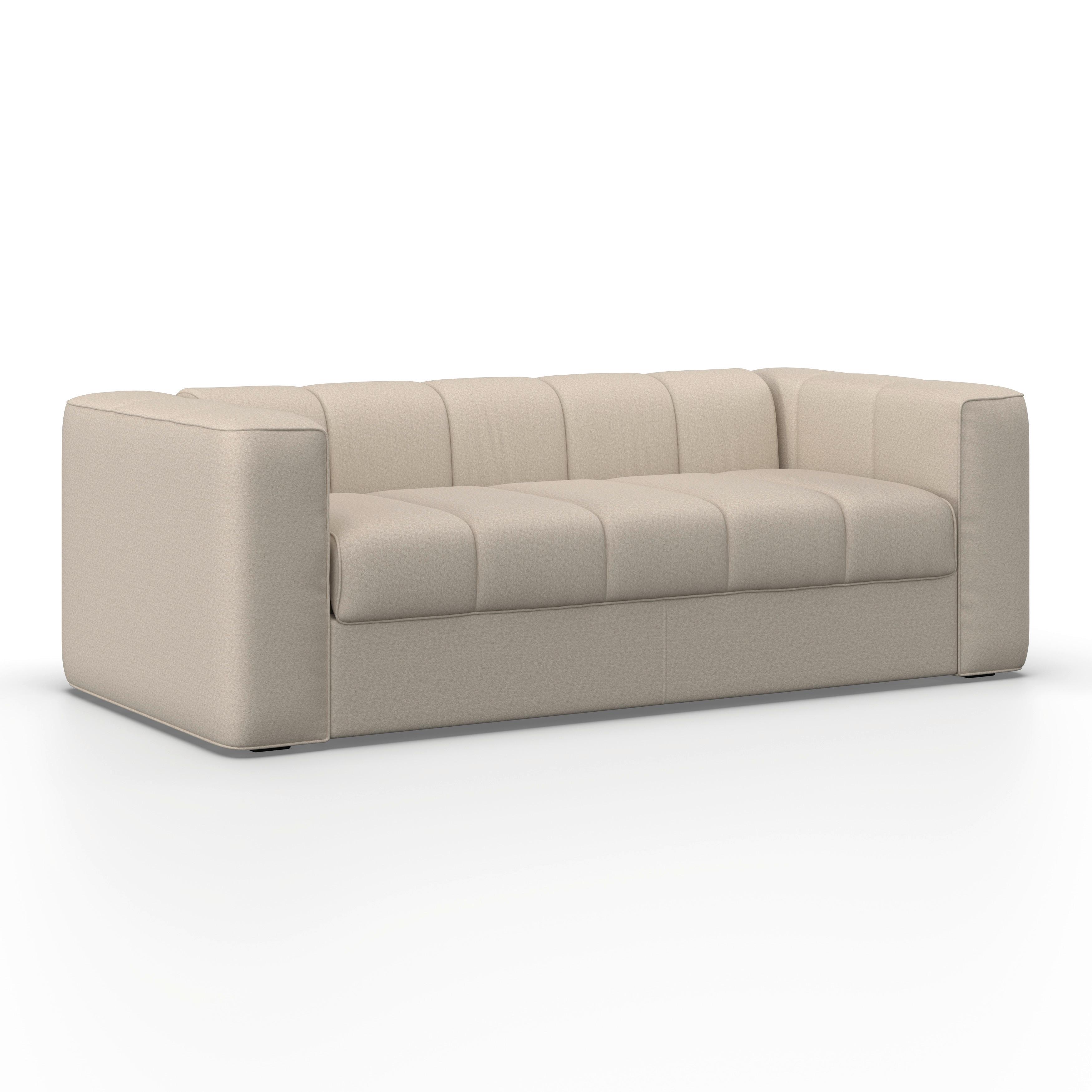 Rozkládací pohovka MIRANDA, béžová, s lůžkem na spaní - černá/béžová, Moderní, kov/dřevo (207/71/98cm) - Bessagi Home