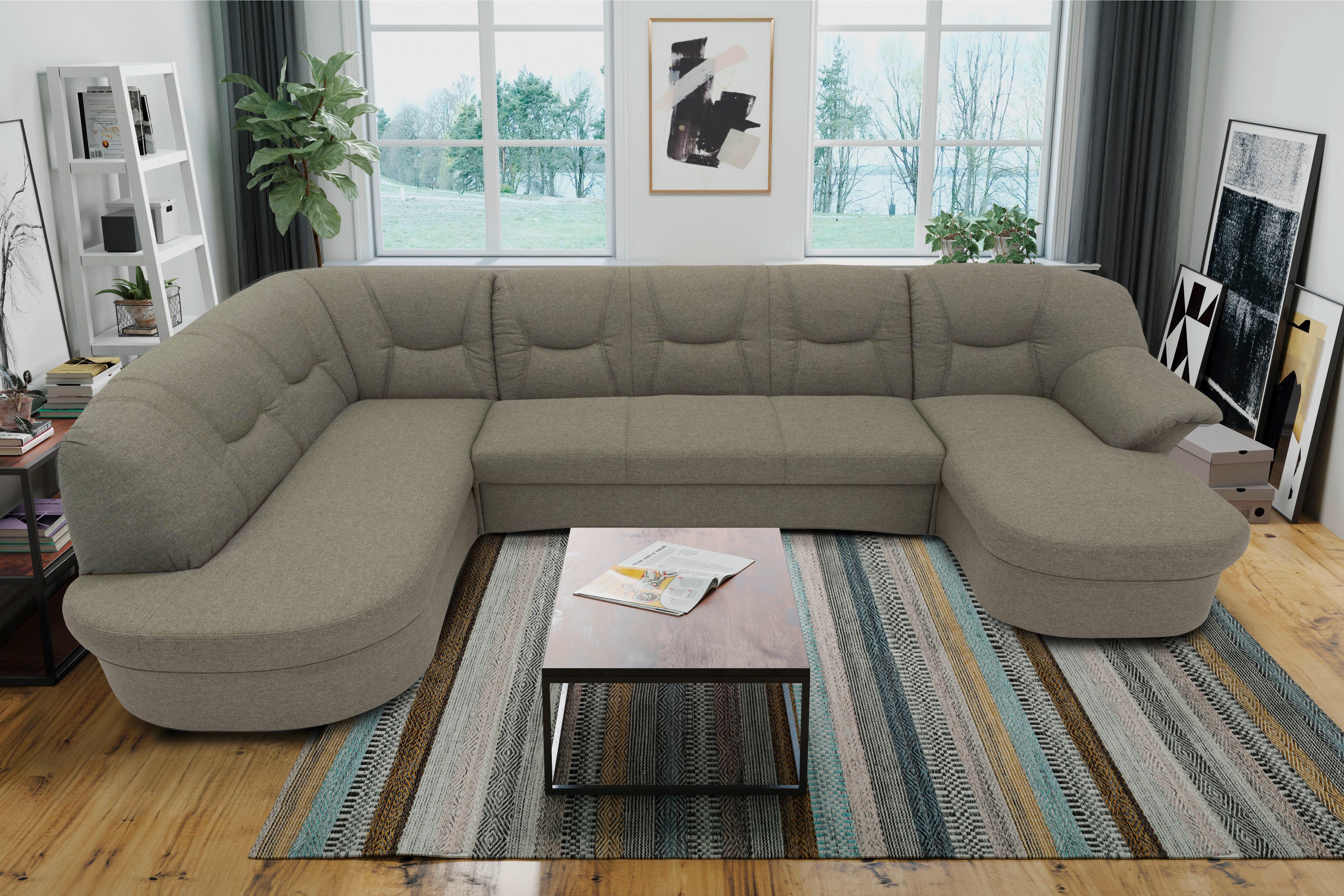 Wohnlandschaft Sarafina Graubraun - Graubraun/Schwarz, KONVENTIONELL, Textil (180/295/146cm) - MID.YOU