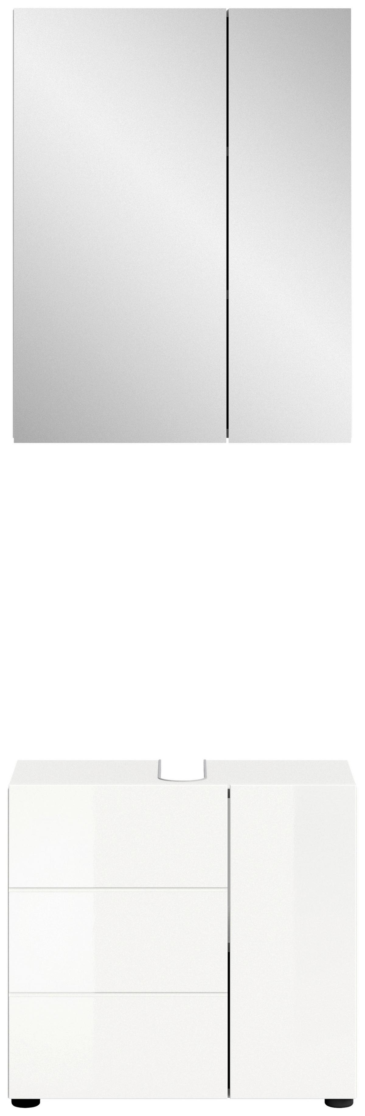 Badezimmer Vira - Weiß Hochglanz/Schwarz, MODERN, Holzwerkstoff (60cm) - MID.YOU