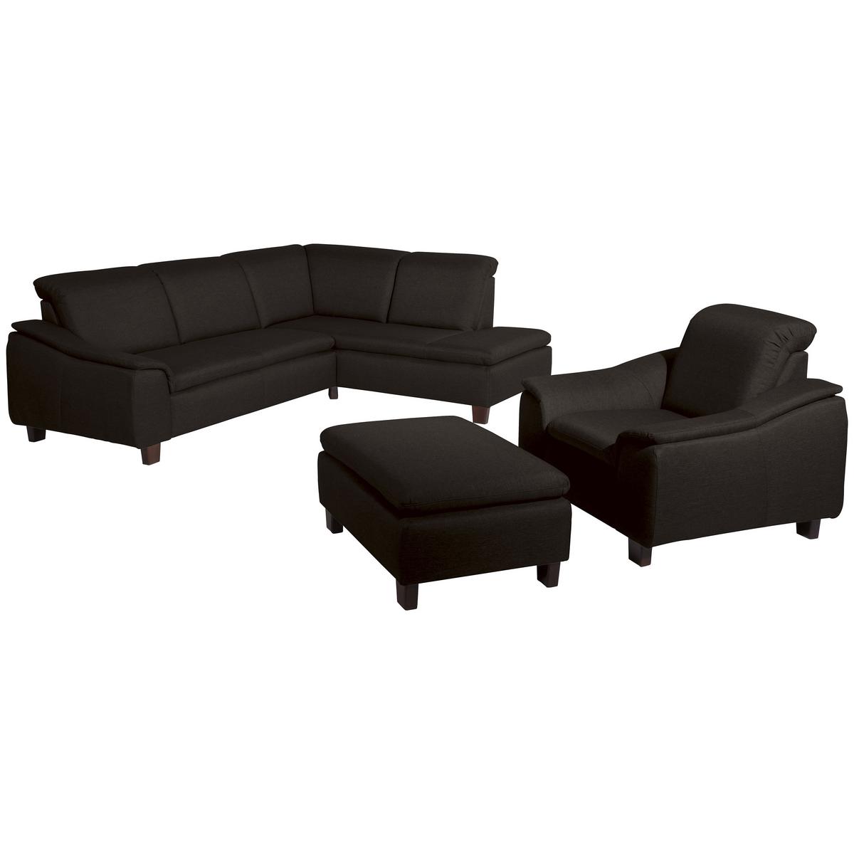 Ecksofa Aaron Dunkelbraun Flachgewebe - Dunkelbraun/Nussbaumfarben, Design, Textil (247/187cm) - Max Winzer