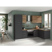 Eckküche Freia Mit Geräte 270x165 Cm Anthrazit/nussbaum - Walnussfarben/Alufarben, LIFESTYLE, Holzwerkstoff/Kunststoff (270/165cm) - MID.YOU