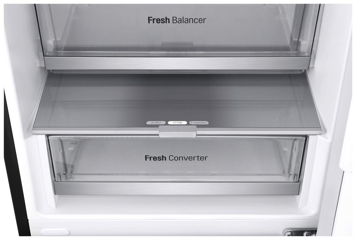 Kühl-Gefrier-Kombination Gbv7280aev - Schwarz, Basics, Glas/Kunststoff (59.5/203/67.5cm) - LG