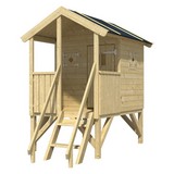 Stelzenspielhaus Holz mit Veranda Natur Nele 3 - Naturfarben, MODERN, Holz (123/215/173cm)