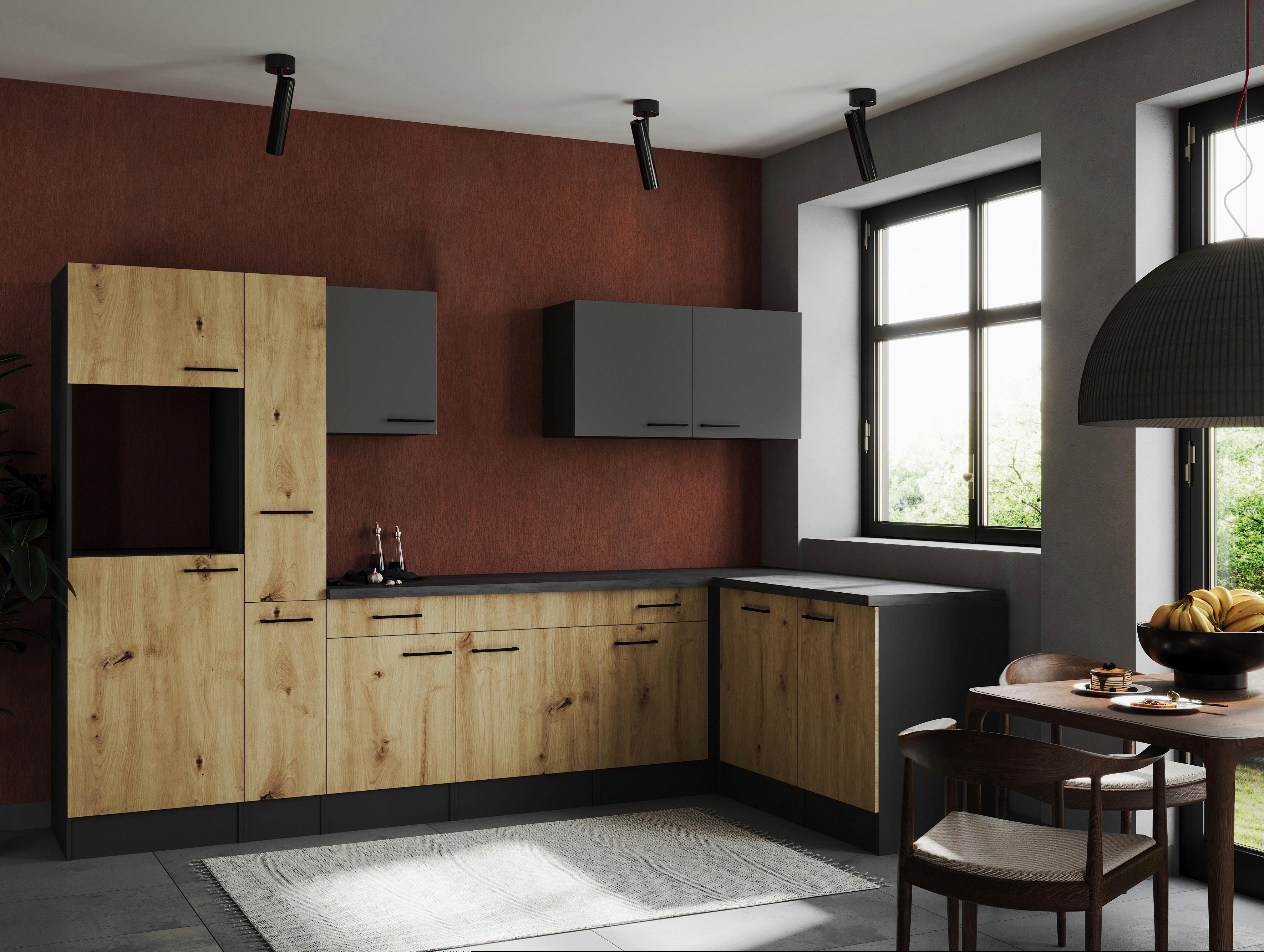 Eckküche Oliver Grau/Artisan Dekor S:310x172cm - Eiche Artisan/Grau, Design, Holzwerkstoff (310cm) - Respekta