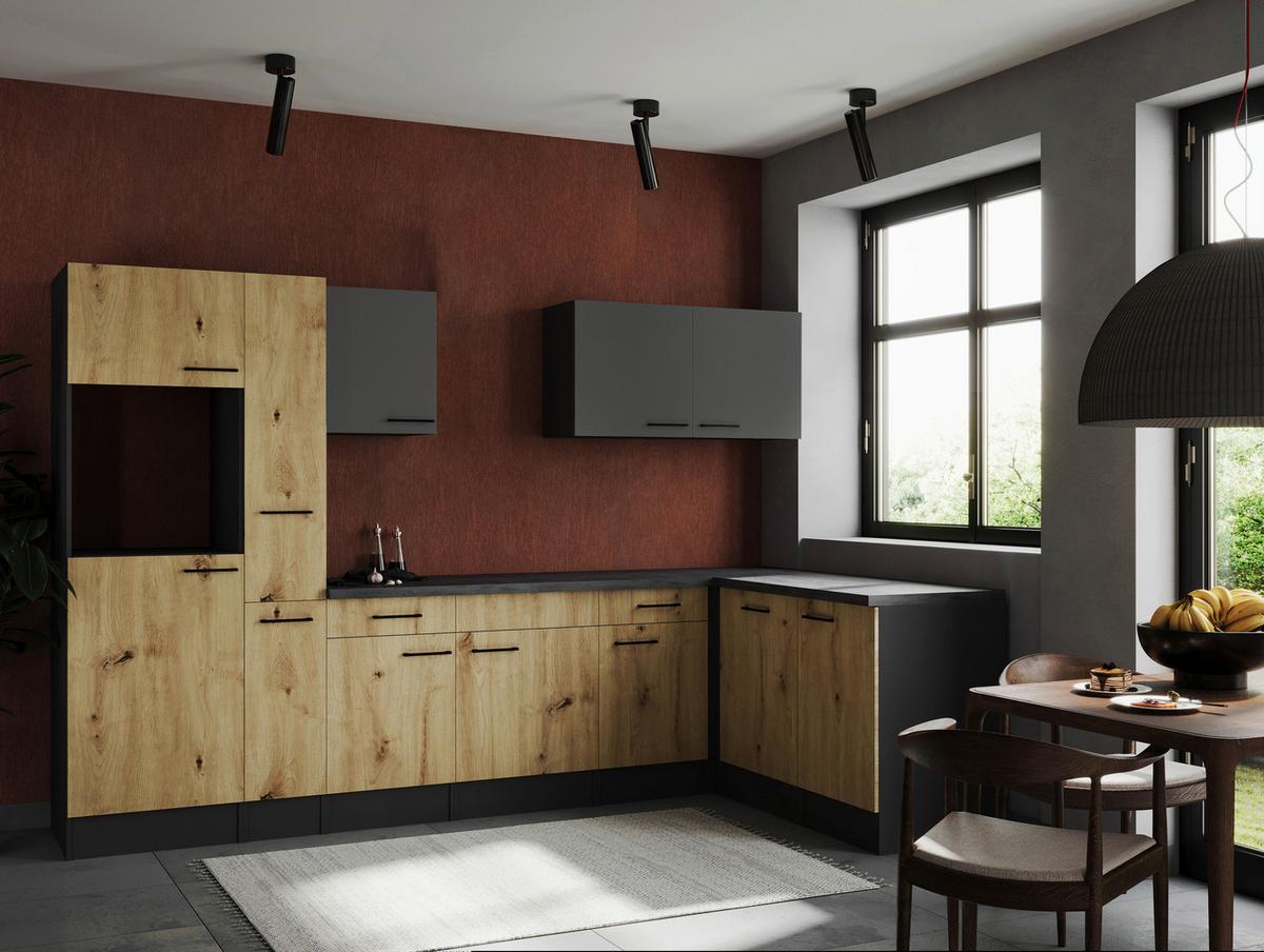 Eckküche Oliver Grau/Artisan Dekor S:310x172cm - Eiche Artisan/Grau, Design, Holzwerkstoff (310cm) - Respekta
