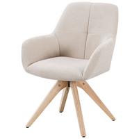 Armlehnstuhl Woody Webstoff beige, B: 64 cm - Beige/Naturfarben, Trend, Holz/Textil (64/83/61cm)