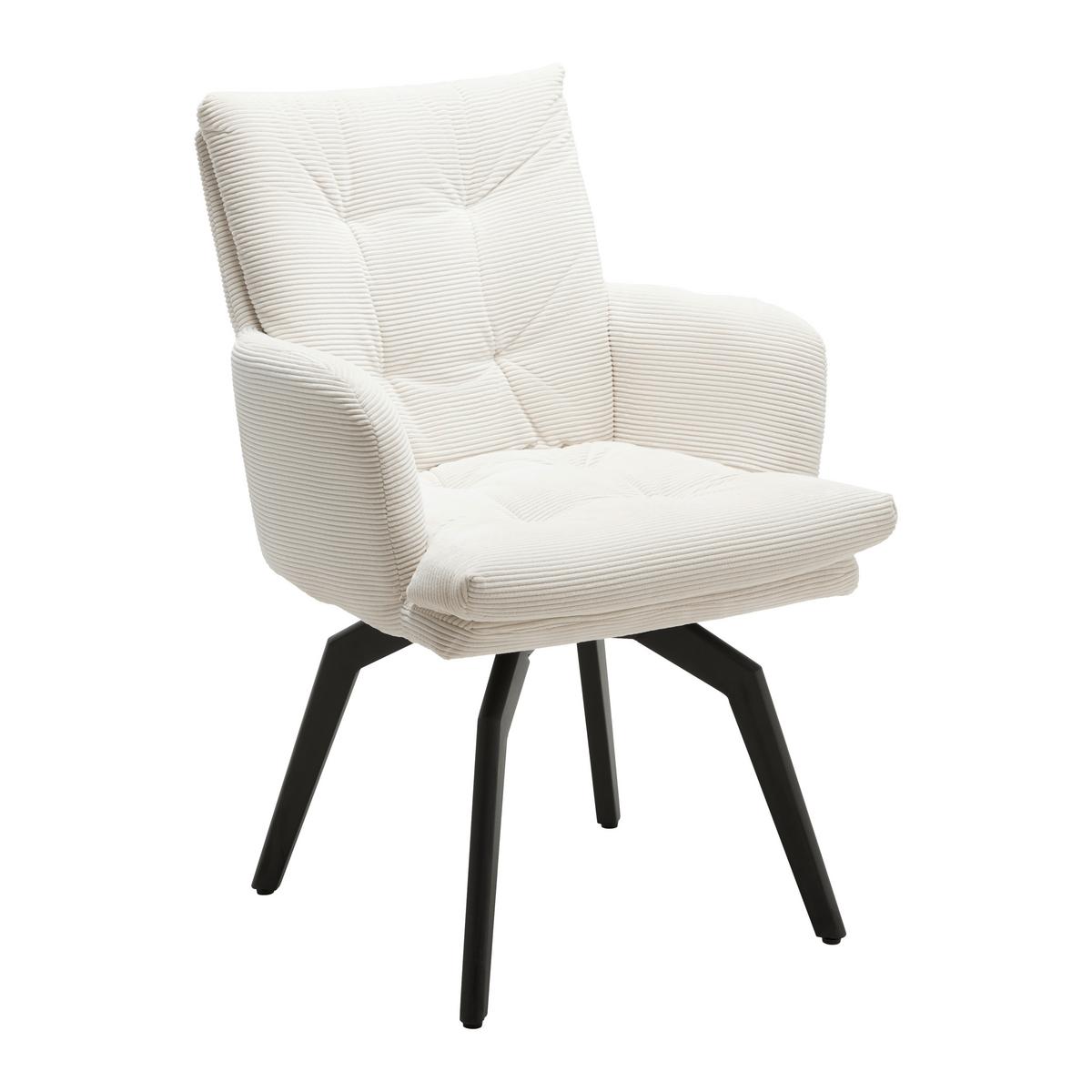 ŽIDLE S PODRUČKAMI HANNA - bílá/černá, Moderní, kov/textil (60/88/64cm) - Mömax