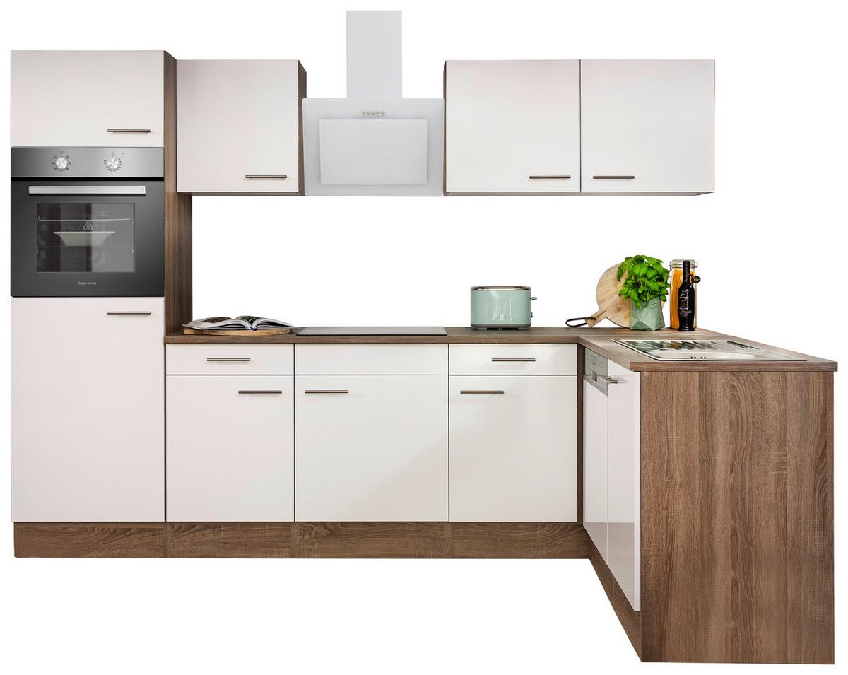 Eckküche Oliver L-Küchenblock 280 cm - Eichefarben/Weiß, Basics, Holzwerkstoff (280/172cm) - Respekta