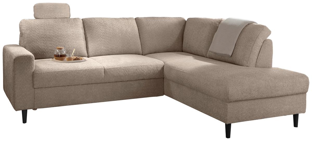 Eckschlafsofa Passione, Beige S: 242x200 Cm - Beige/Schwarz, MODERN, Textil (242/200cm) - Livetastic
