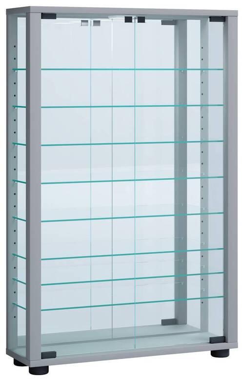 Hängevitrine Vitrosa Silberfarben B: 59 cm - Silberfarben/Schwarz, MODERN, Glas/Holzwerkstoff (59/91,3/18cm) - MID.YOU