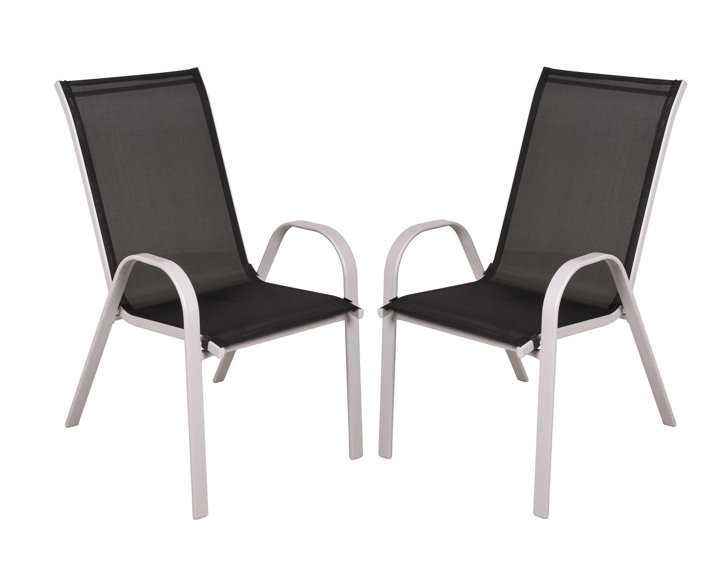 GARTENSTUHL-SET STAPELSTUHL RIONA GRAU,2ER SET - Schwarz/Grau, MODERN, Kunststoff/Metall (55/94/73cm) - Gardenson