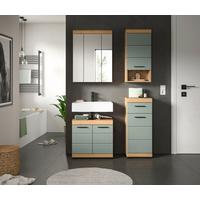 Badezimmer Scout Eiche Dekor/Salbeigrün B: 97cm - Salbeigrün/Eichefarben, MODERN, Glas/Holzwerkstoff (97cm) - MID.YOU