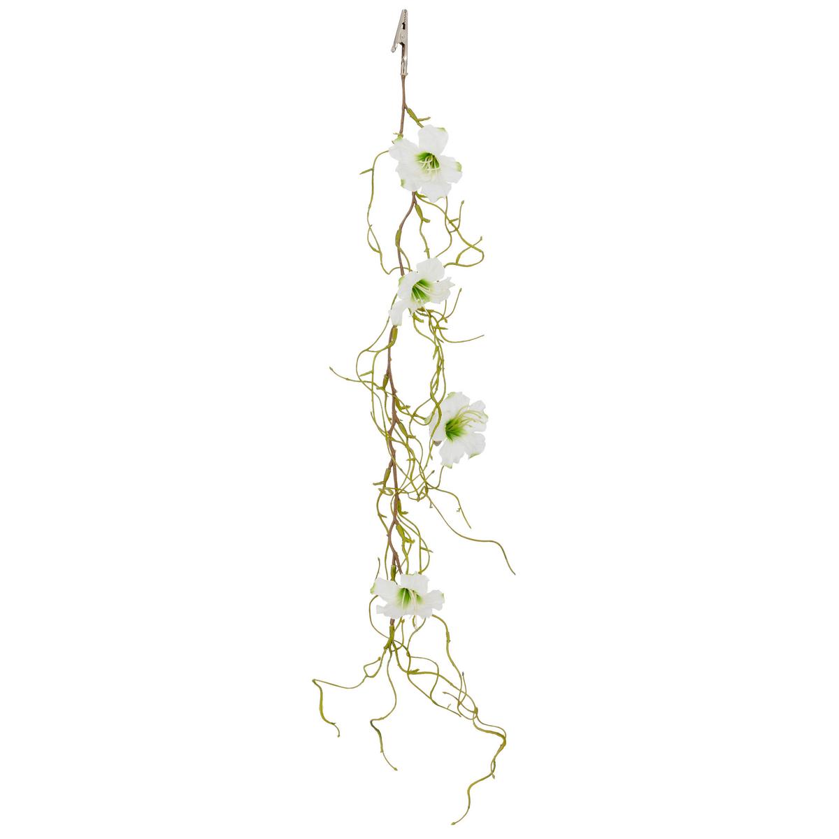 Kunstblume Petunienclip - Weiß/Grün, Basics, Kunststoff/Textil (10cm)